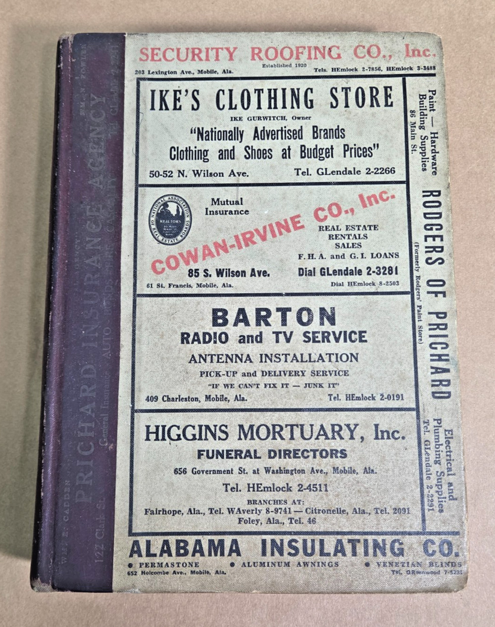 1956 Polk’s Prichard Alabama City Directory - Vintage Mobile County History